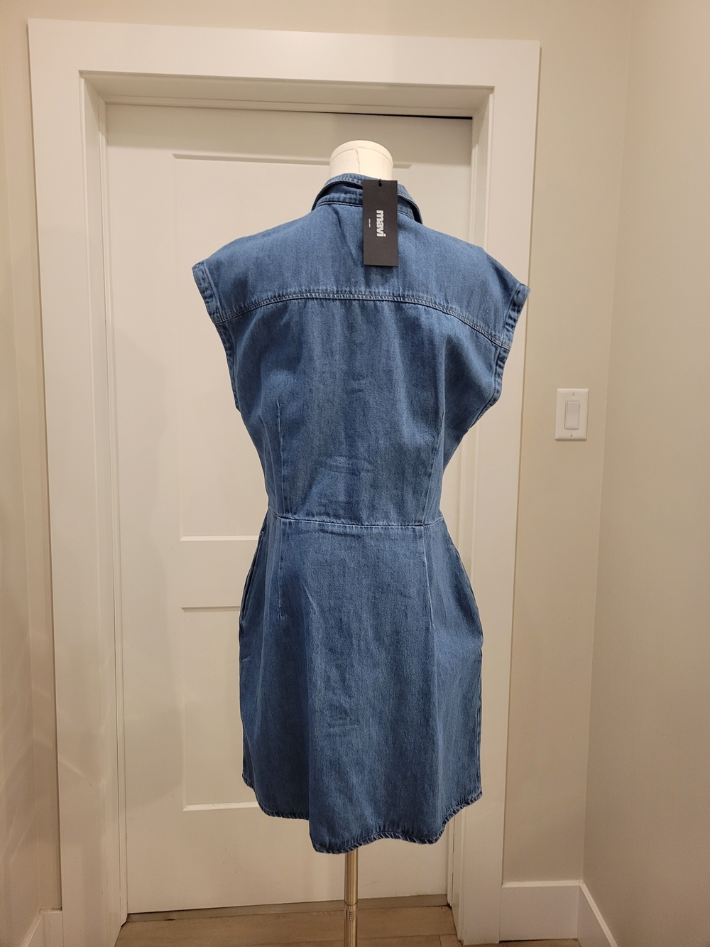 Mavi New Casual Denim Button-Front Dress, Size L - Picture 3 of 5